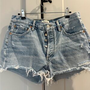 AGOLDE Parker Women's Distressed Denim Shorts - Light Blue